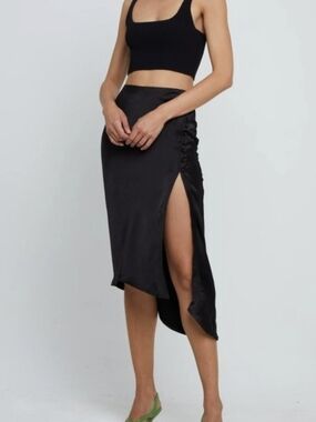 Classic Black Pencil Skirt with Side Button Detail